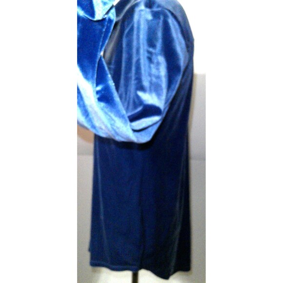 New Womens Isaac Mizraahi Velour Velvet Button Down Shirt XXS XS Galaxy Blue - Picture 5 of 7